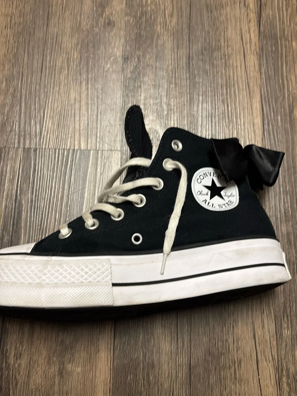 Converse Kids Black High-Top Sneakers with White Sole and Star Patch